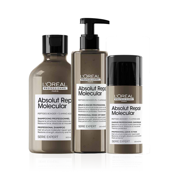 L'Oréal Professionnel Serie Expert Absolut Repair Molecular Shampoo, Rinse-off Serum & Mask Bundle