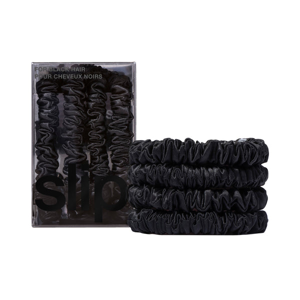 Slip Silk Back to Basics Skinny Scrunchies Black x 4
