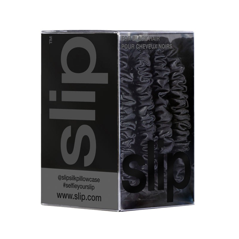 Slip Silk Back to Basics Skinny Scrunchies Black x 4
