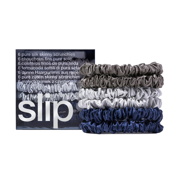 Slip Silk Skinny Scrunchies Midnight x 6