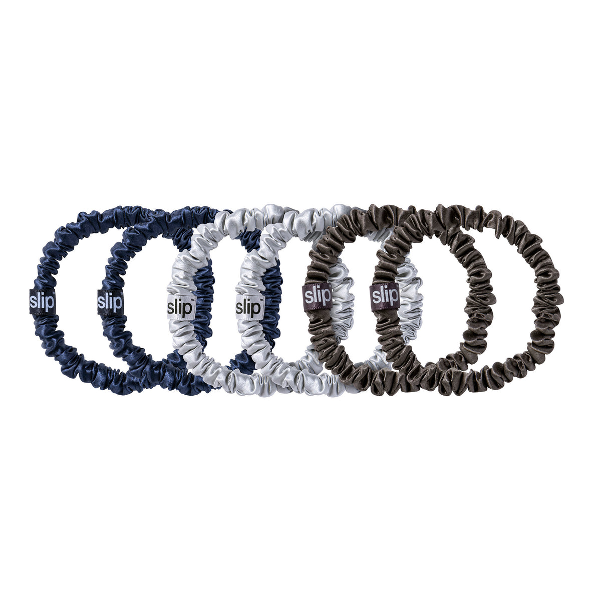 Slip Silk Skinny Scrunchies Midnight x 6