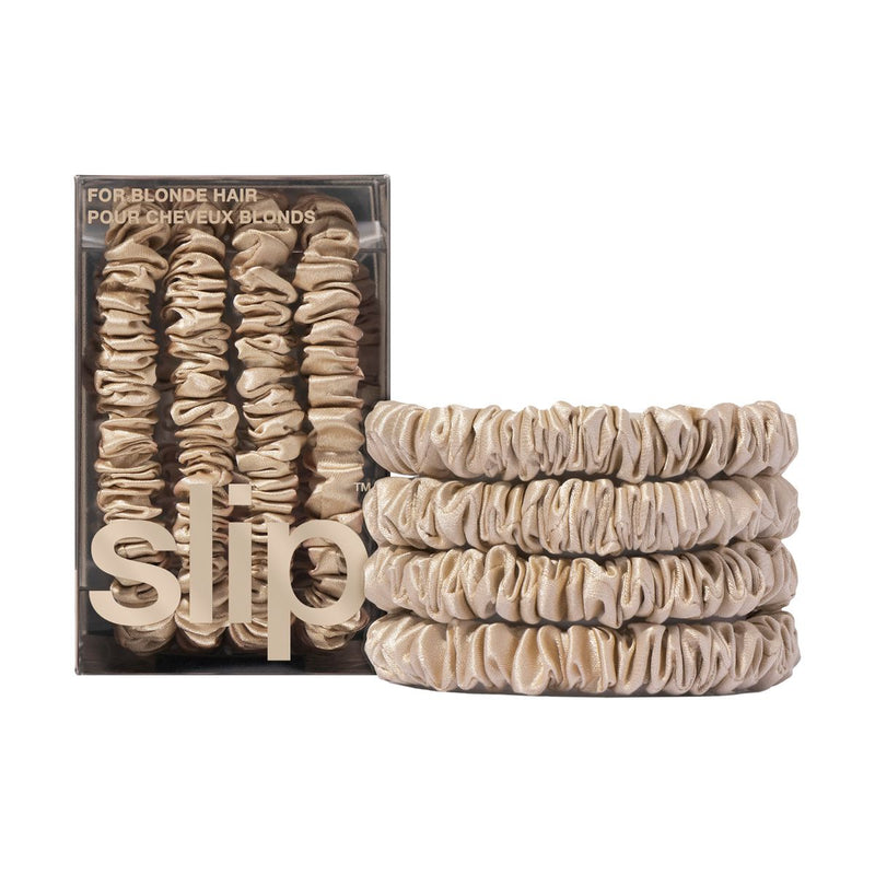 Slip Silk Back to Basics Skinny Scrunchies Blonde x 4
