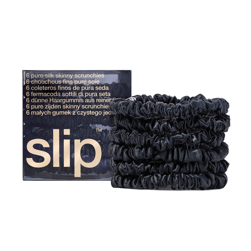 Slip Silk Skinny Scrunchies Black x 6