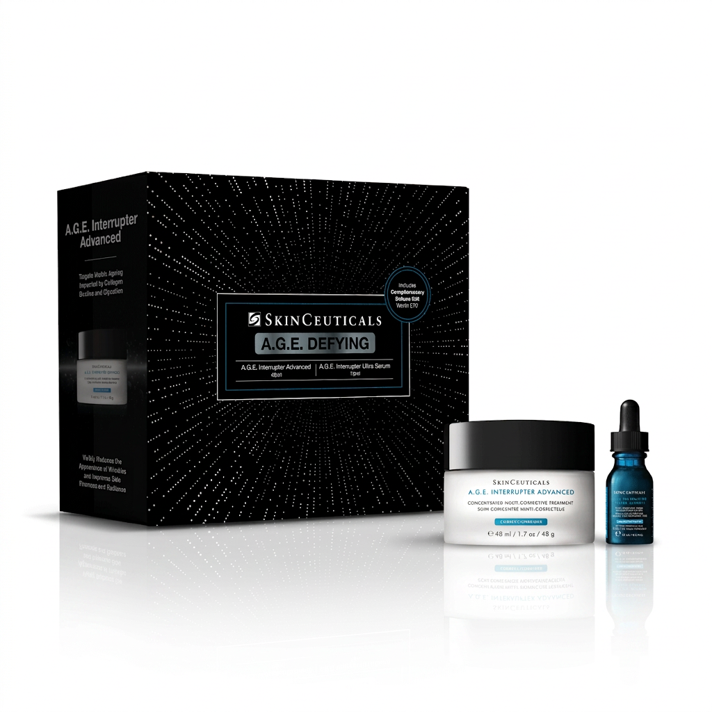 SkinCeuticals A.G.E. Defying gift box with A.G.E. Interrupter Advanced 48ml and complimentary A.G.E. Interrupter Ultra Serum 15ml