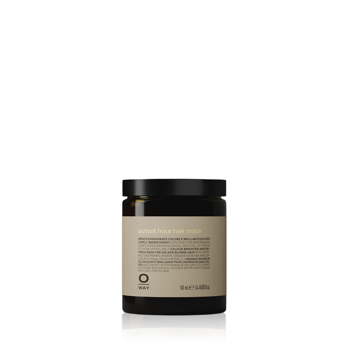 Oway Blondeway Sunset Hour Hair Mask in a 160ml dark glass jar