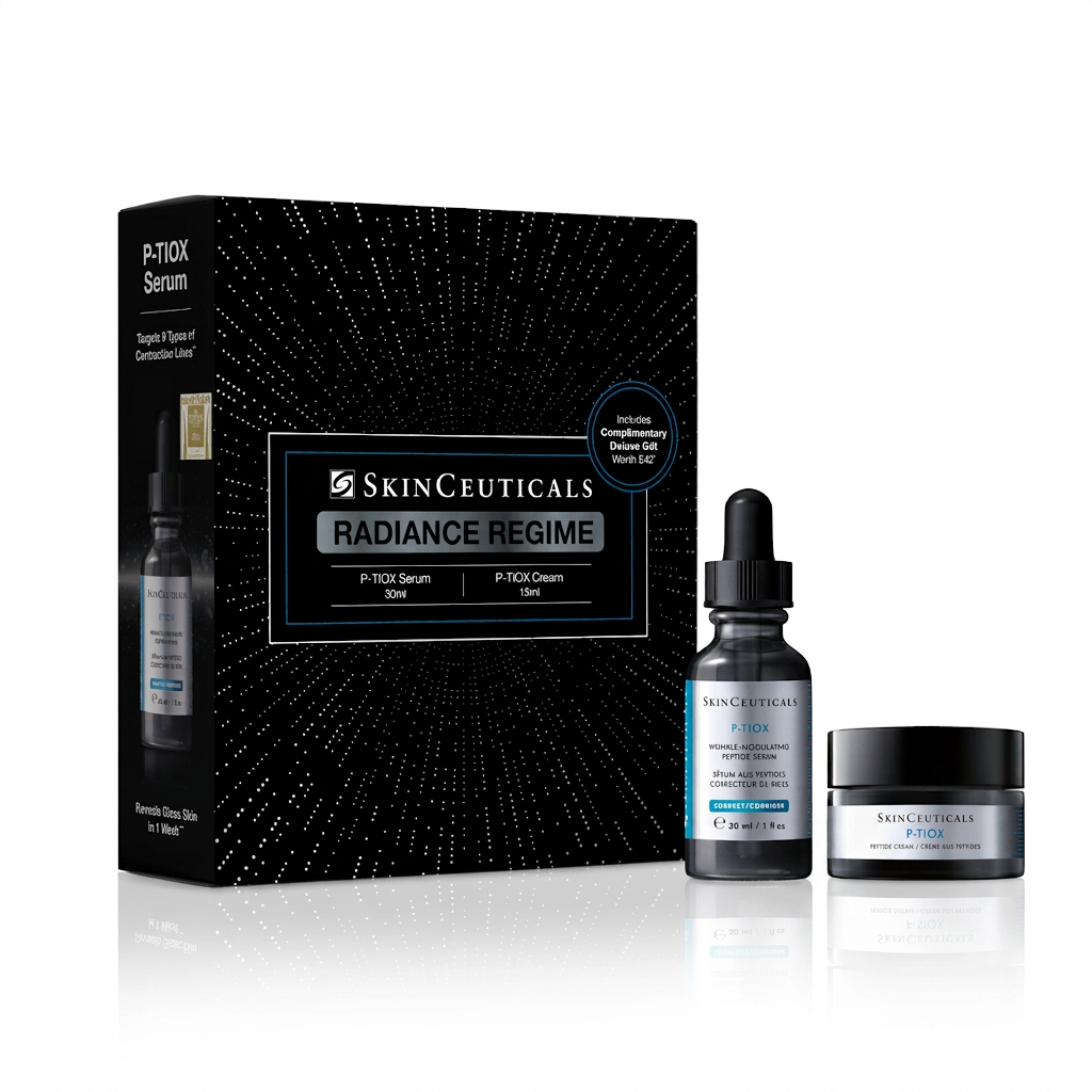 SkinCeuticals Radiance Regime gift box with P-TIOX Serum 30ml and complimentary P-TIOX Cream 15ml