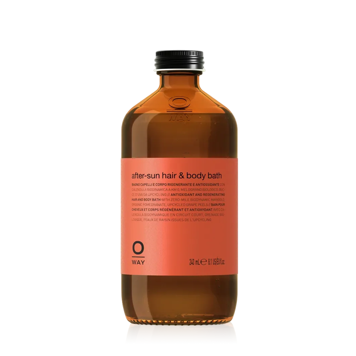 Oway After-Sun Hair & Body Bath 240ml amber glass bottle