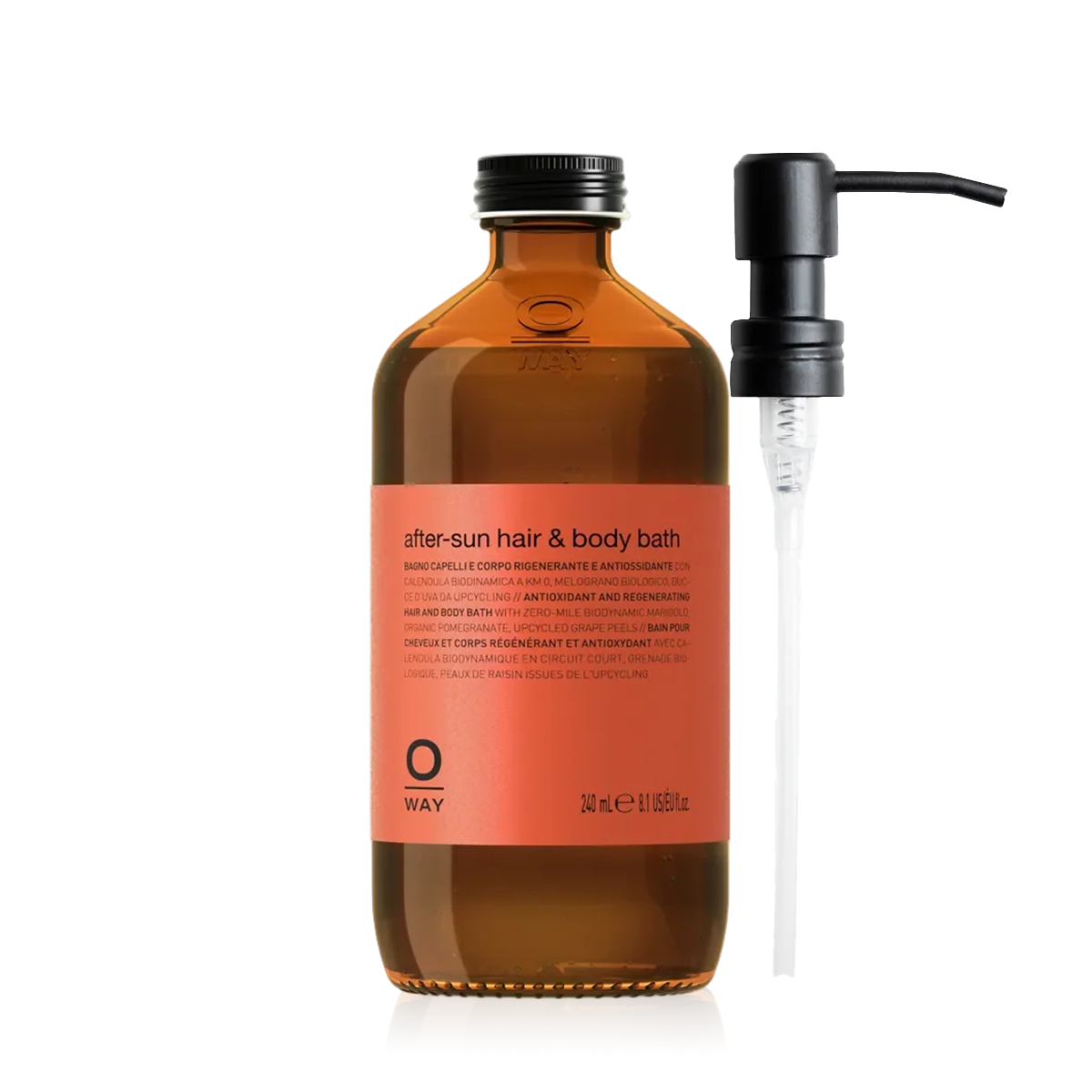 Oway After-Sun Hair & Body Bath 240ml amber glass bottle