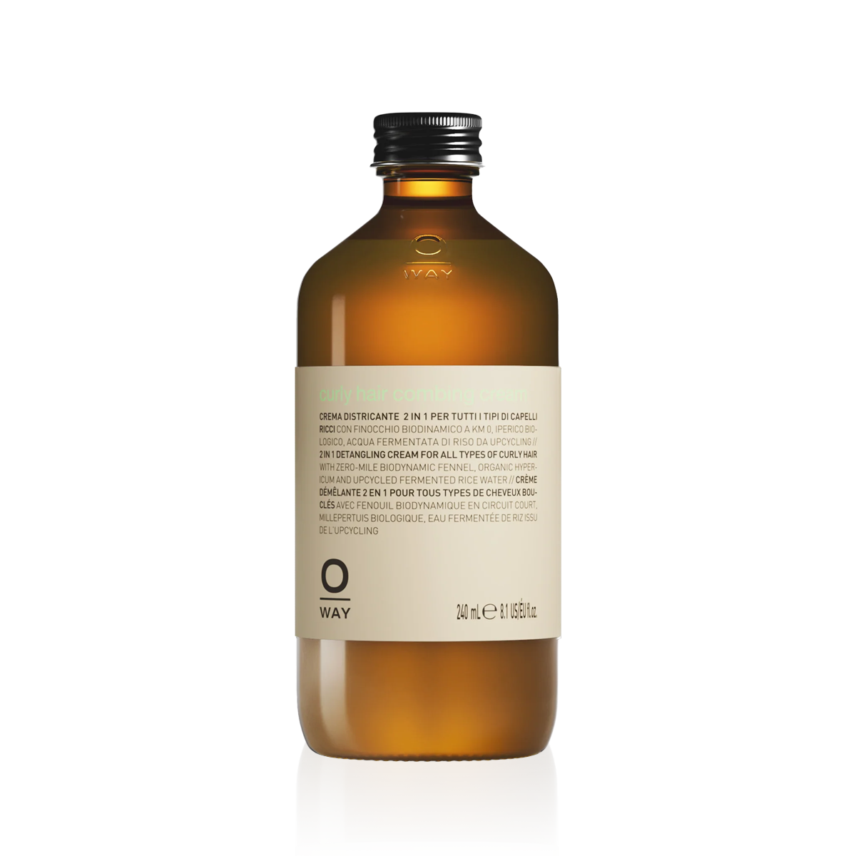 Oway Curly Hair Combing Cream 240ml amber glass bottle