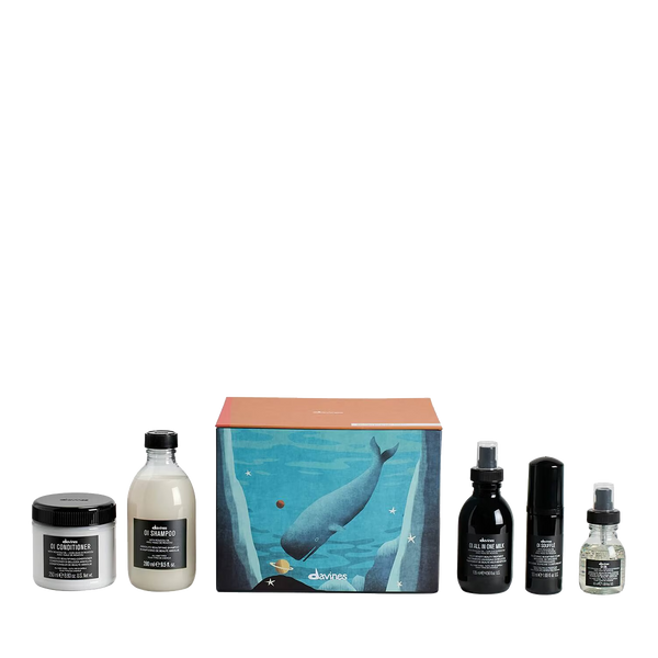 Davines OI Marine World Luxury Gift Set - OI Shampoo, Conditioner, All-In-One Milk, Souffle & Oil