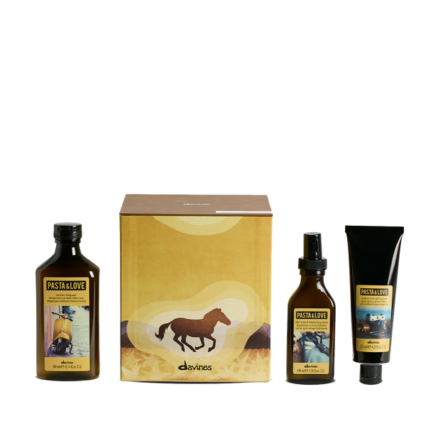 Davines Pasta & Love Holday Gift Box - Beard & Body wash, After shave & Moisturising cream & Medium hold Styling Paste