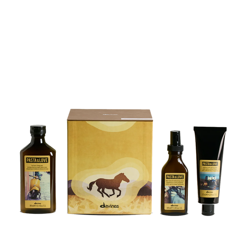 Davines Pasta & Love Holday Gift Box - Beard & Body wash, After shave & Moisturising cream & Medium hold Styling Paste