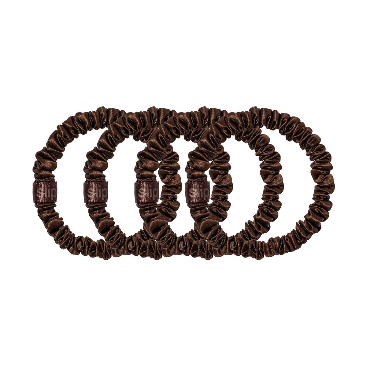 Slip Silk Back to Basics Skinny Scrunchies Dark Brown x 4
