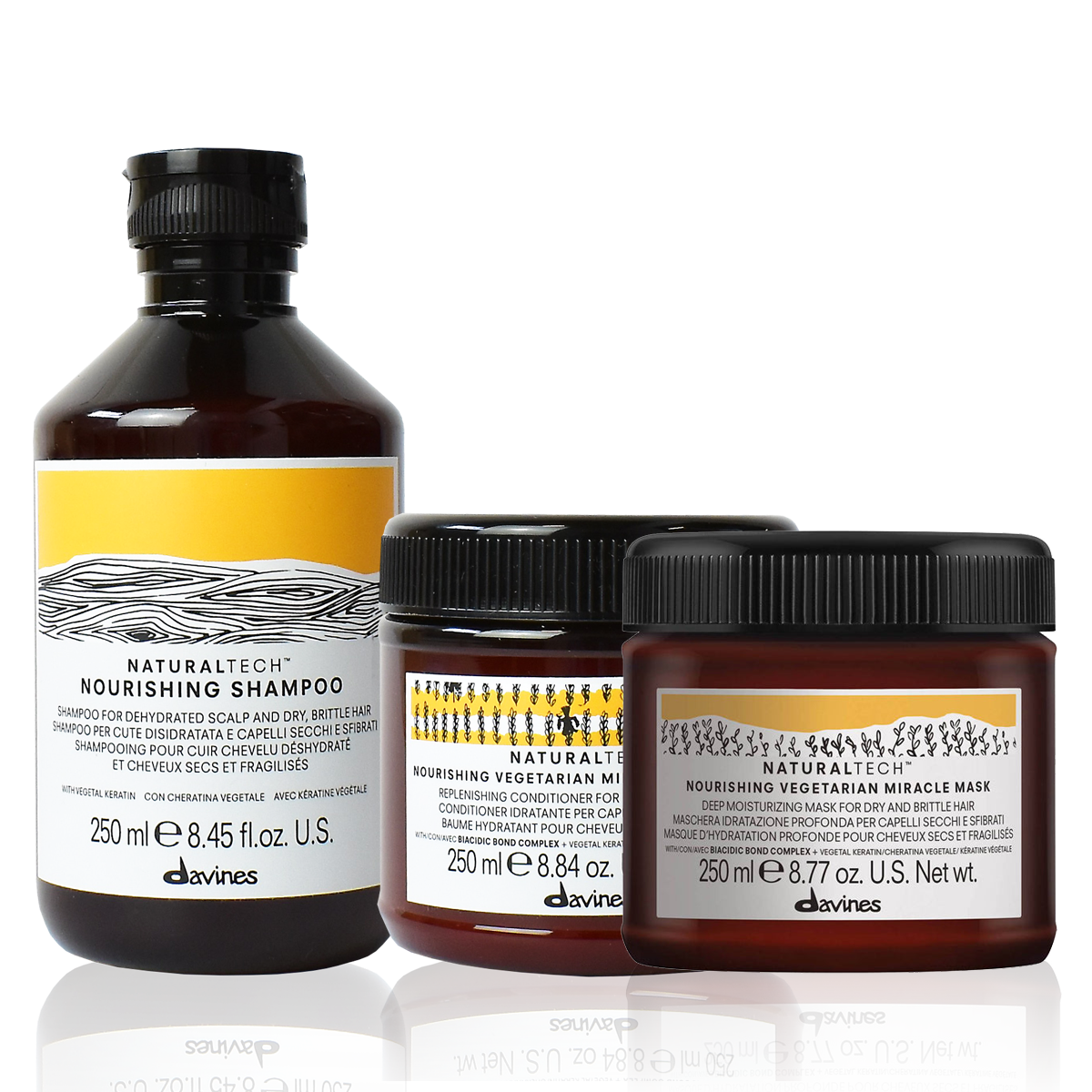 Davines Naturaltech Nourishing Shampoo, Conditioner & Miracle Mask Bundle