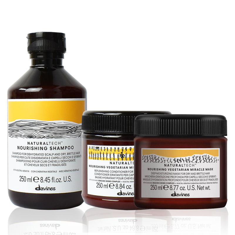 Davines Naturaltech Nourishing Shampoo, Conditioner & Miracle Mask Bundle