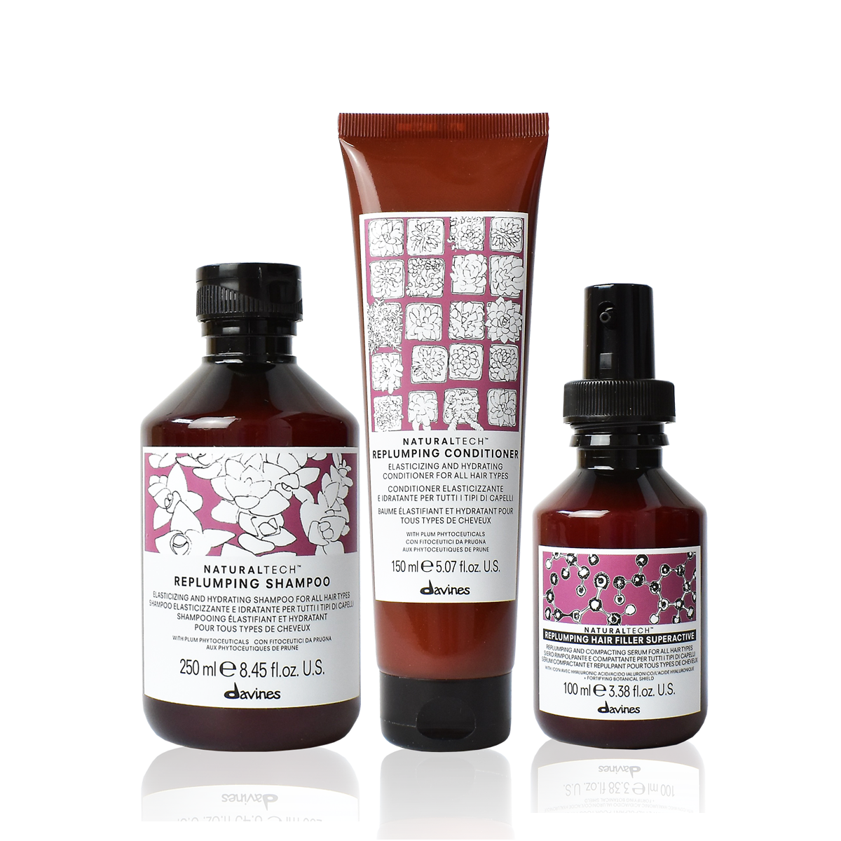 Davines Naturaltech  Replumping Shampoo, Conditioner & Hair Filler