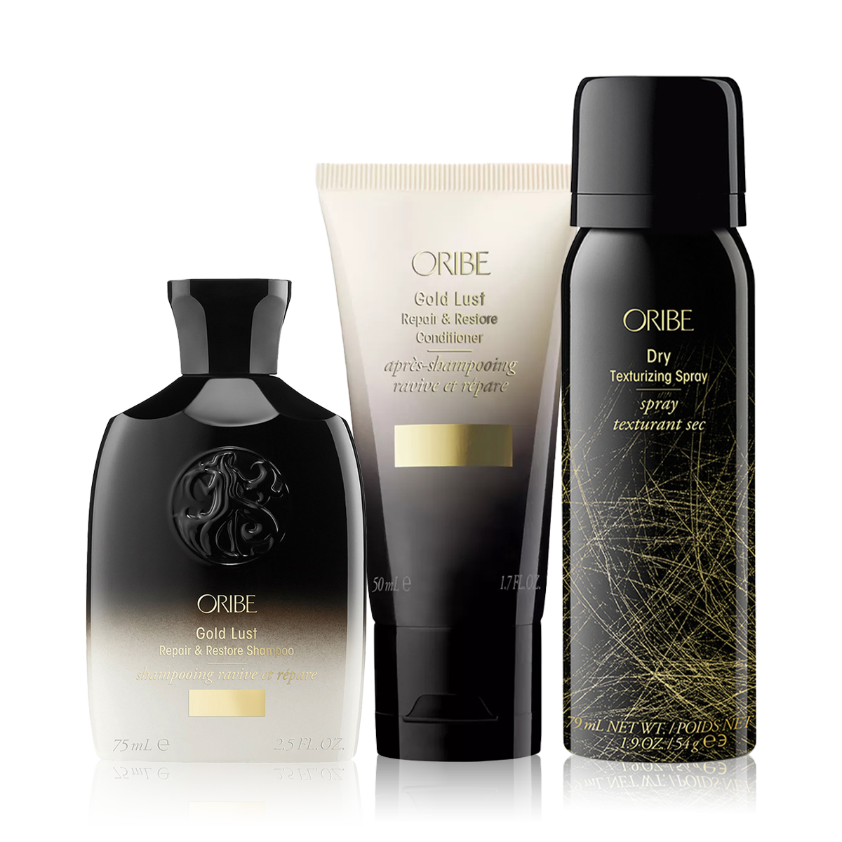 Oribe Gold Lust Shampoo 75ml, Conditioner 50ml & Dry Texturizing Spray 77ml Travel Size Bundle