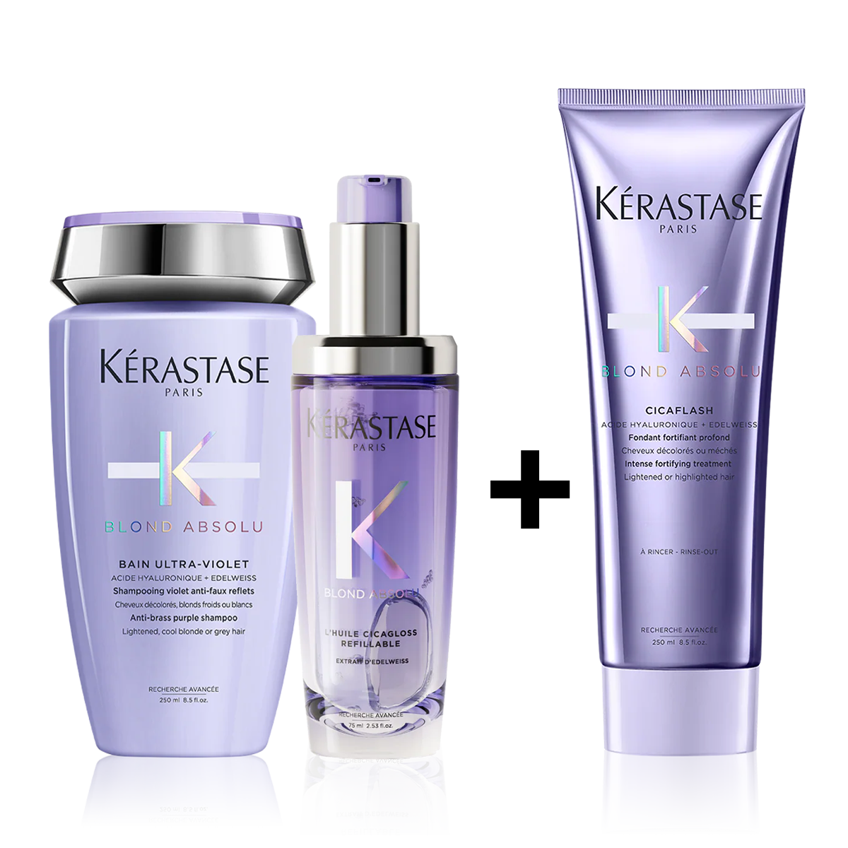 Kérastase Blond Shampoo, L'huile Cicagloss & Cicaflash Conditioner - Blonde Bundle