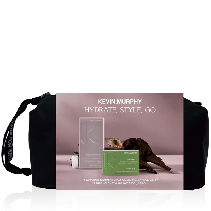 Kevin Murphy Hydrate Stye Go Gift Set - Hydrate.Me Wash & Free.Hold with Bag
