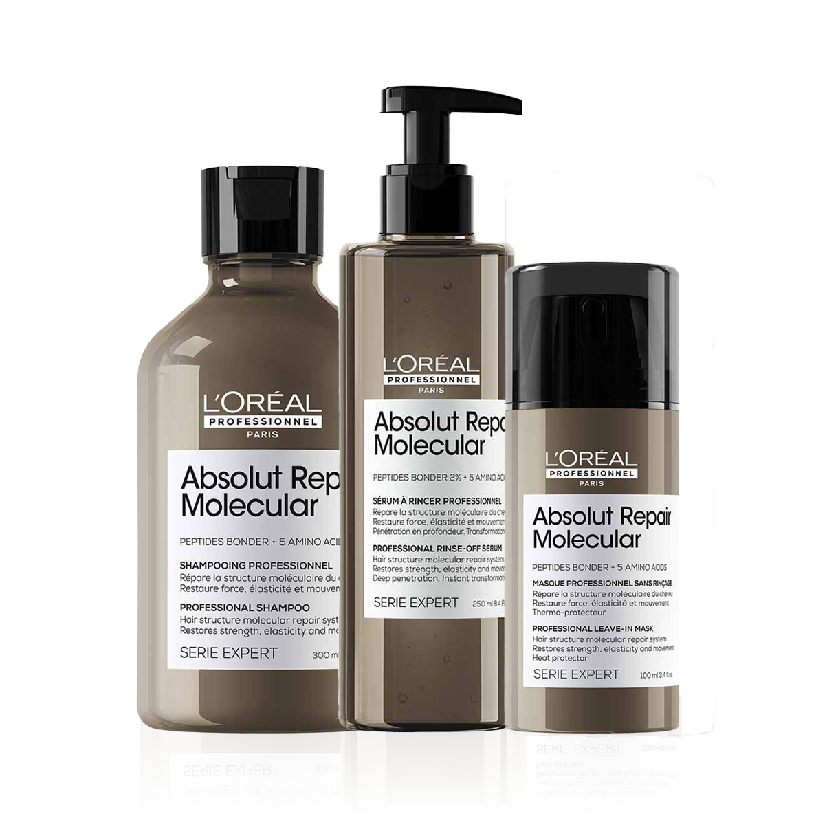 L'Oréal Professionnel Serie Expert Absolut Repair Molecular Shampoo, Rinse-off Serum & Mask Bundle