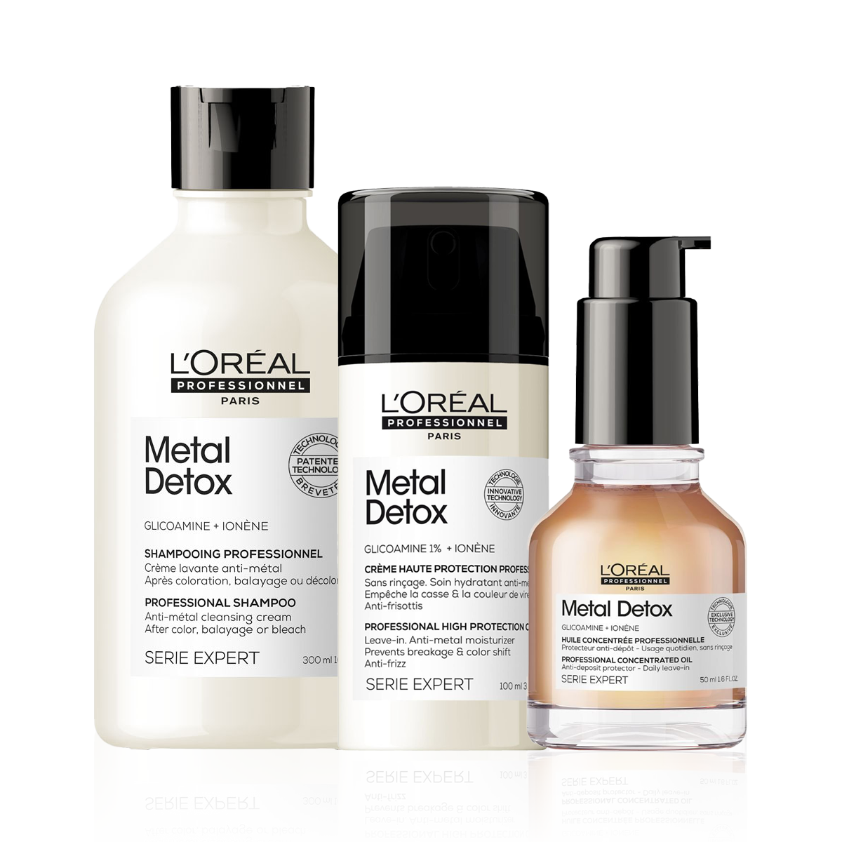 L'Oréal Professionnel Metal Detox Shampoo, Leave-in Cream and Oil Bundle