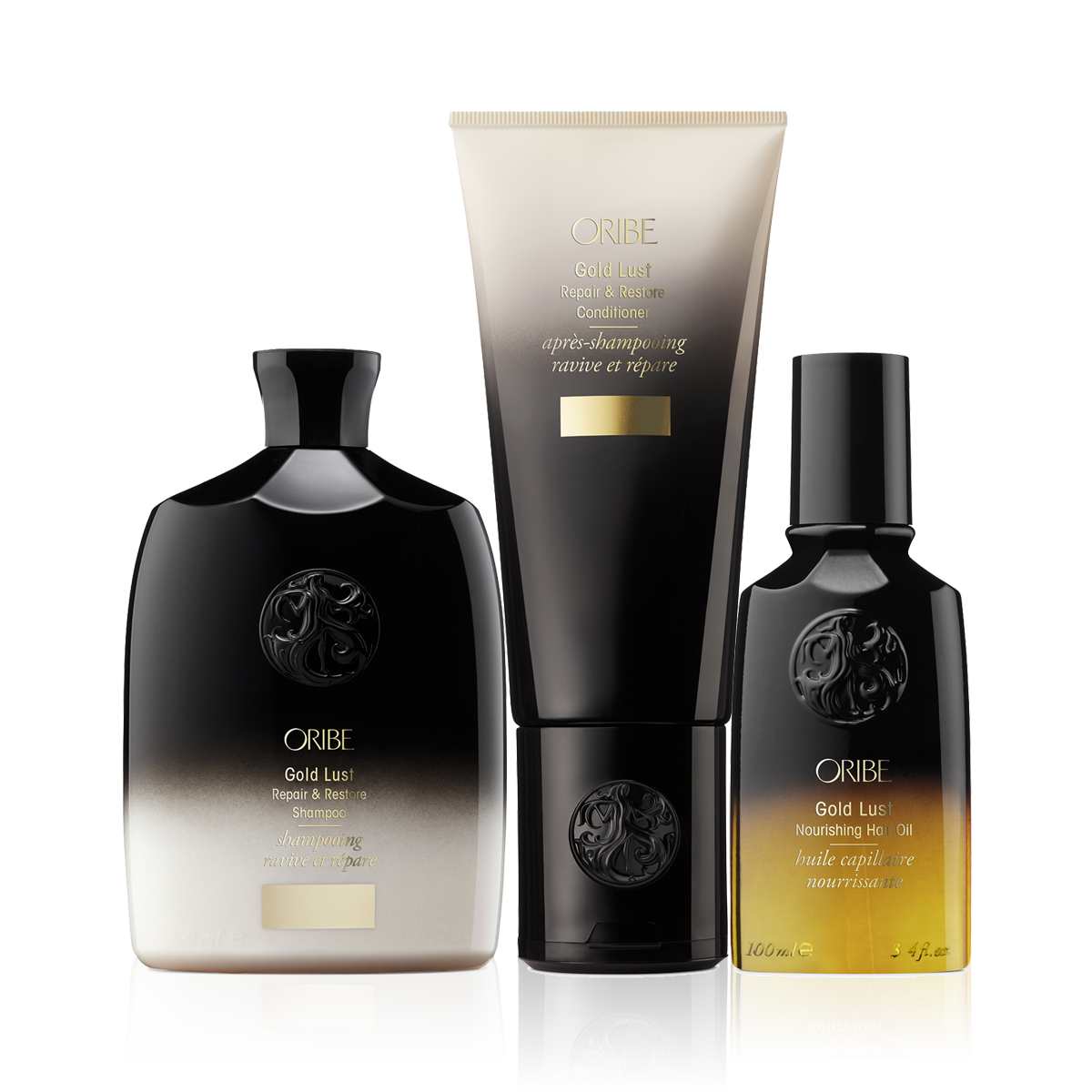 Oribe Gold Lust Repair & Restore Shampoo, Conditioner & Gold Lust Nourishing Oil