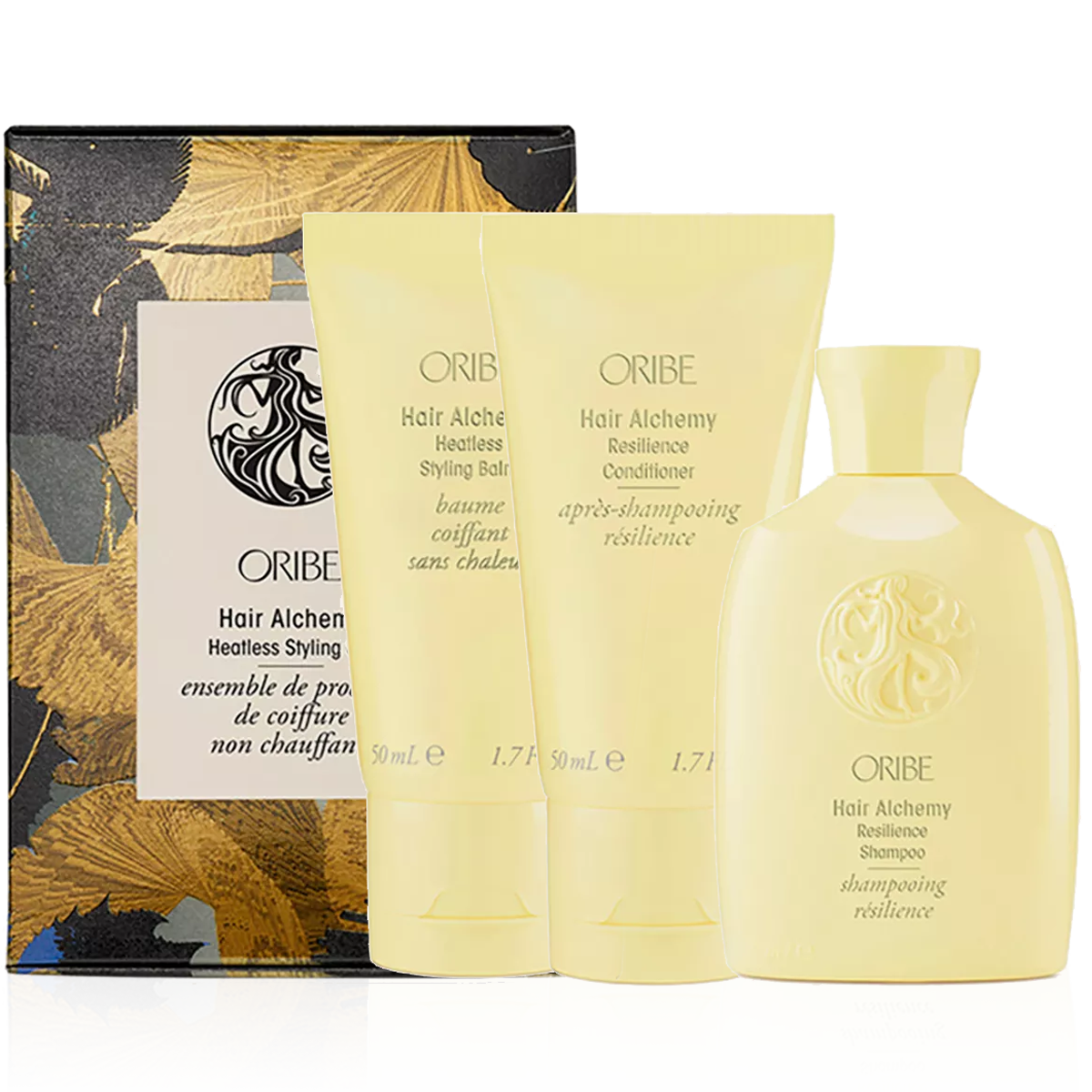 Oribe Hair Alchemy Heatless Styling Holiday Travel Gift Set - Shampoo 75ml, Conditioner 50ml & Heatless Styling Balm 50ml
