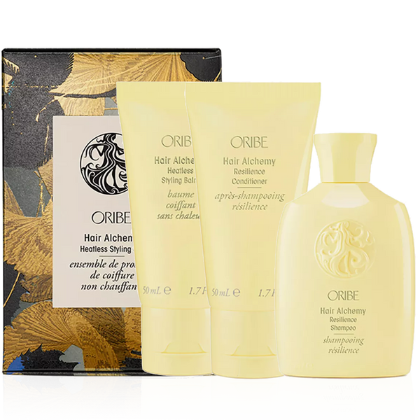 Oribe Hair Alchemy Heatless Styling Holiday Travel Gift Set - Shampoo 75ml, Conditioner 50ml & Heatless Styling Balm 50ml
