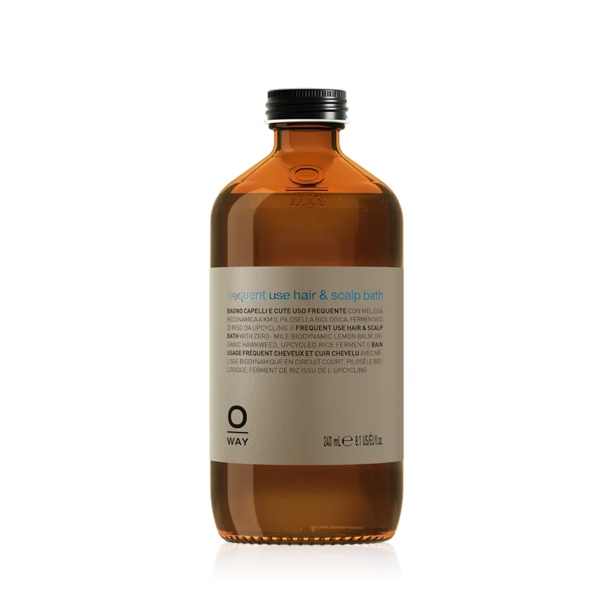 Oway Frequent Use Hair & Scalp Bath 240ml amber glass bottle with screw cap