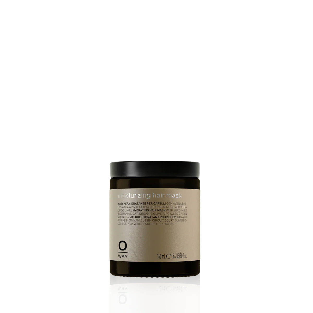 Oway Moisturising Hair Mask 160ml amber glass jar with a black lid