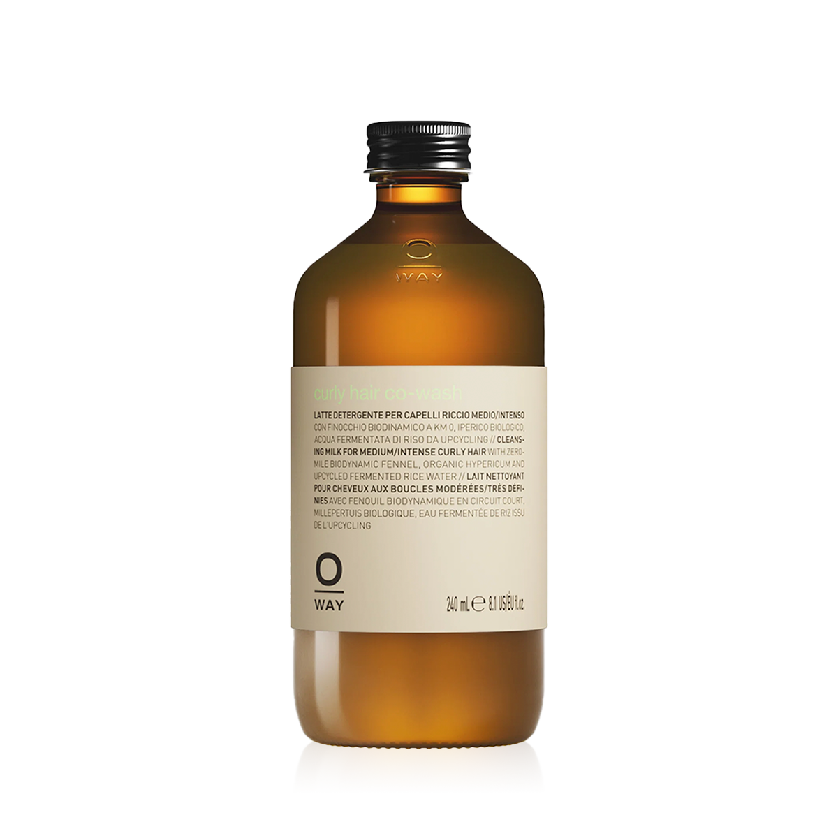 Oway Curly Hair Co-Wash 240ml amber glass bottle
