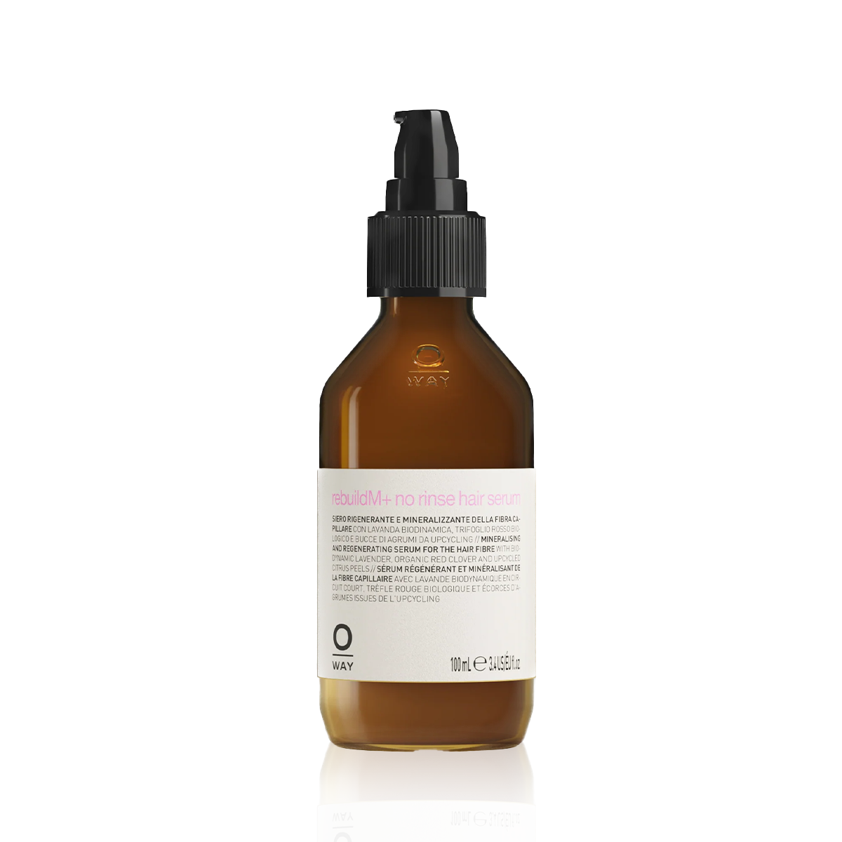Oway RebuildM+ No-Rinse Hair Serum 100ml amber glass bottle
