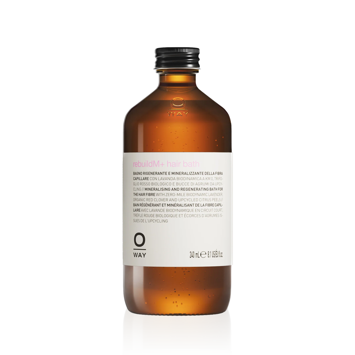 Oway RebuildM+ Hair Bath 240ml amber glass bottle