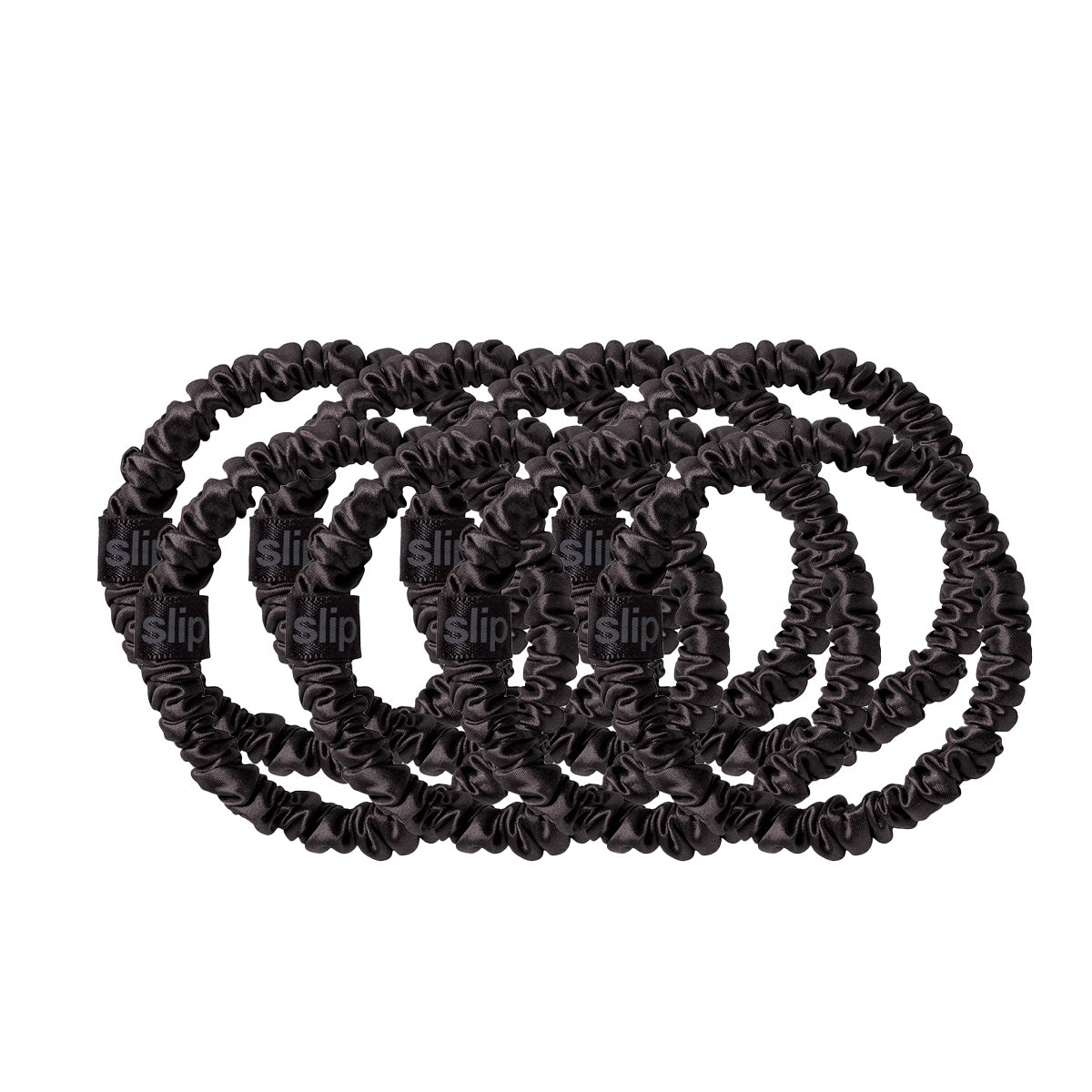 Slip Silk Back to Basics Skinny Scrunchies Black x 8