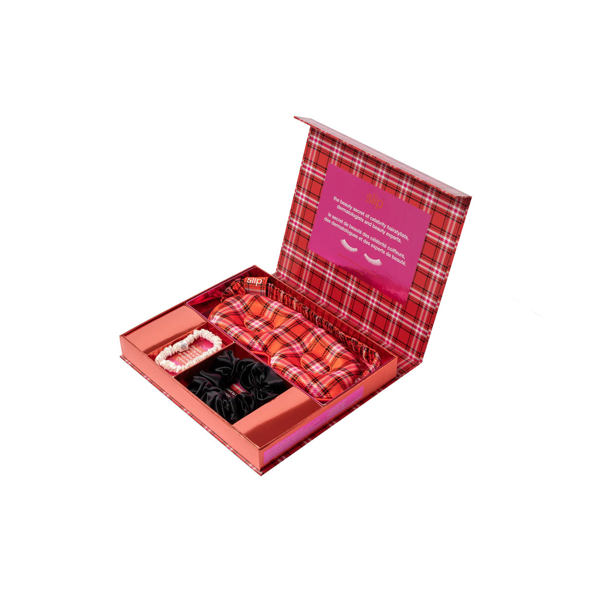 Slip Red Plaid Hazel Hair & Sleep Accessory Set Slip Pure Silk Beauty Sleepover Set | Oliver Bonas main image 2