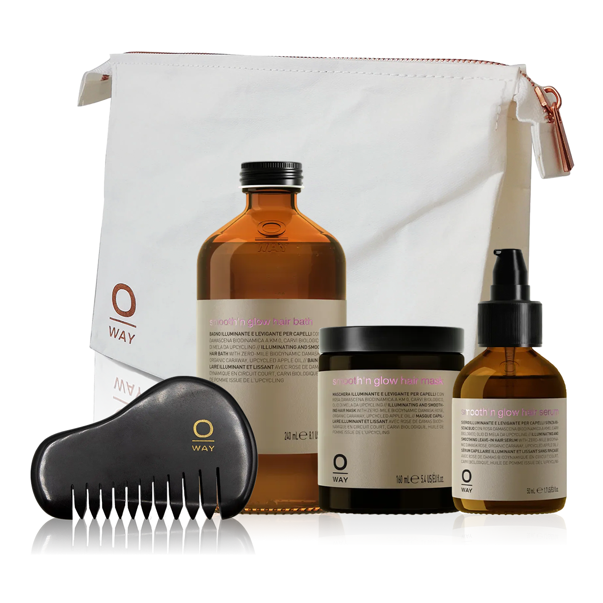 Oway Smooth'n Glow Intensive Smoothing Routine with complimentary Trama Bag and Volcanic Comb