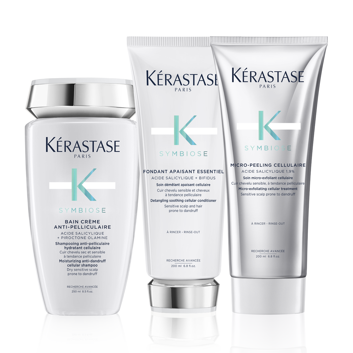 Kérastase Symbiose Moisturising Anti Dandruff Shampoo, Exfoliating Treatment & Detangling Conditioner