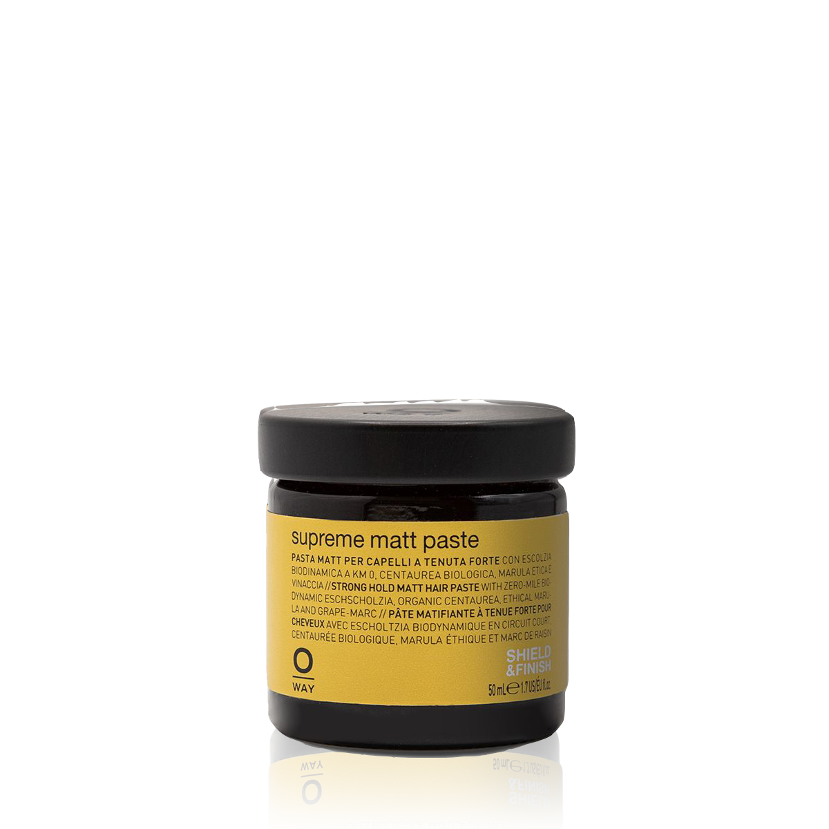 Oway Supreme Matt Paste 50ml in an amber glass jar with a black lid
