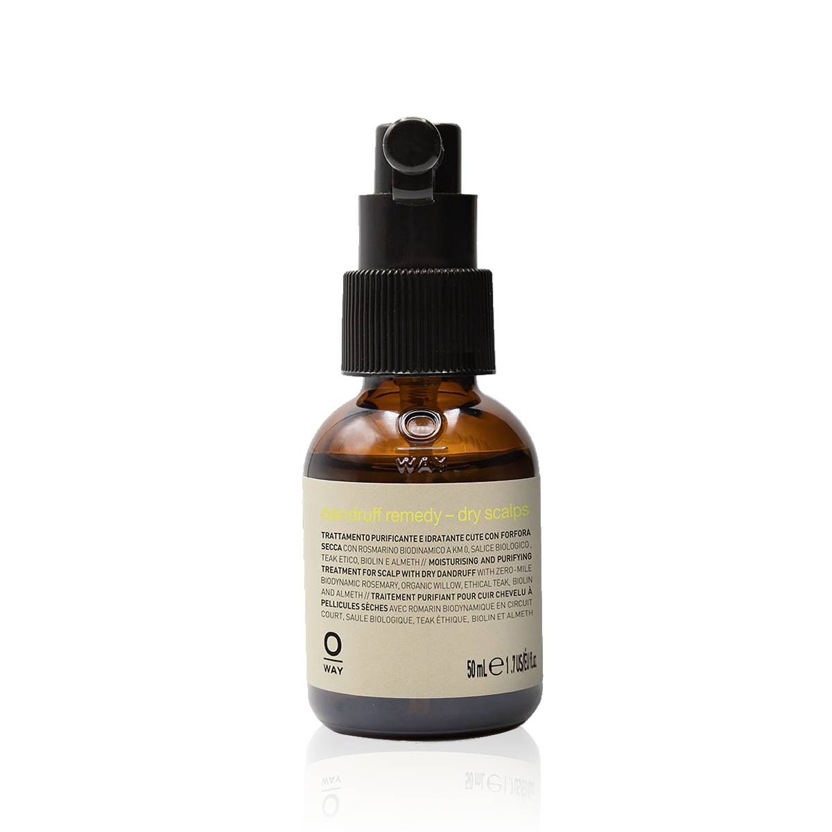 Oway Dandruff Remedy – Dry Scalp 50ml in an amber glass dropper bottle