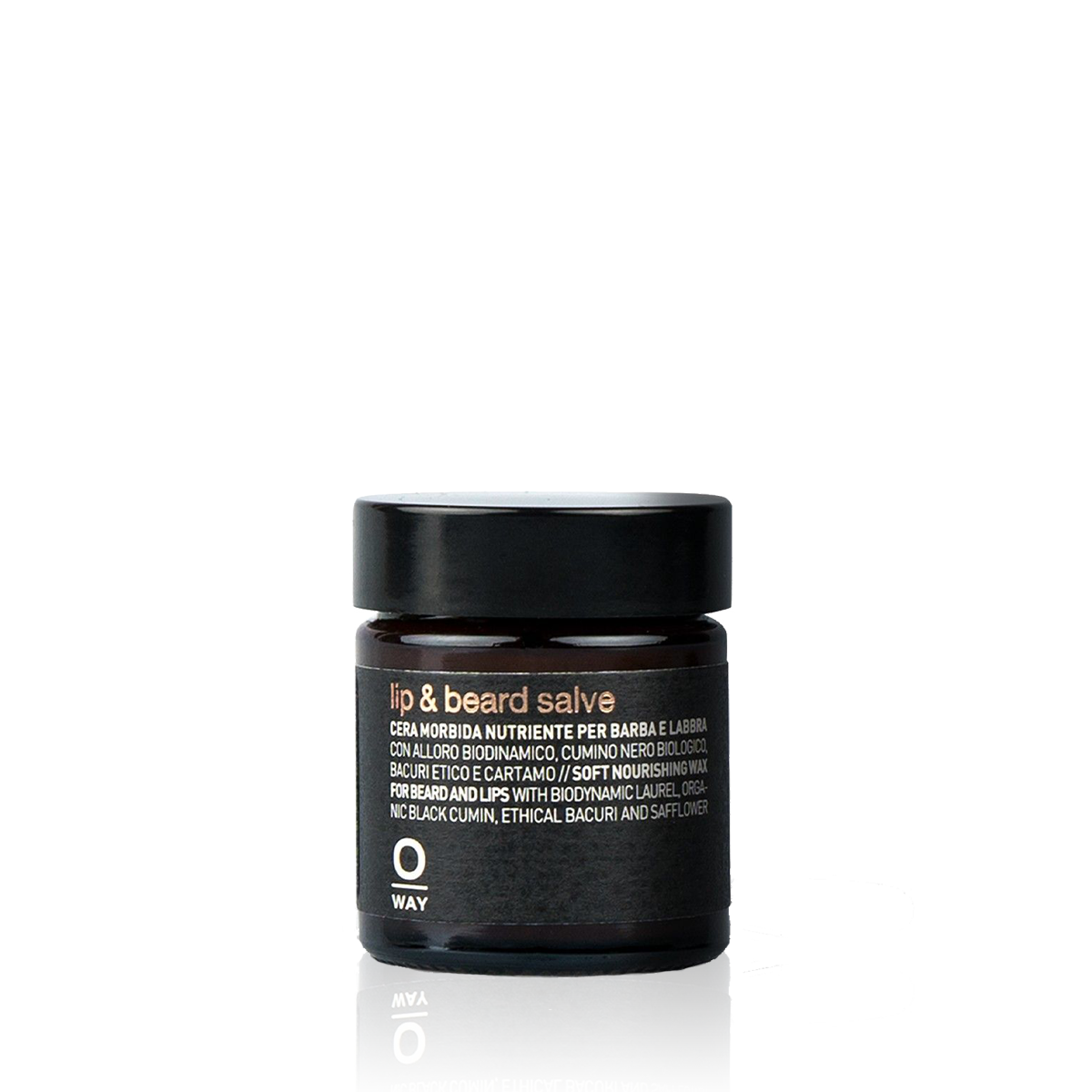 Oway Lip & Beard Salve 30ml dark glass jar with black lid